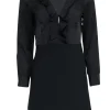 Sandro - Black Long Sleeve Embellished Dress w/ Ruffles Sz S