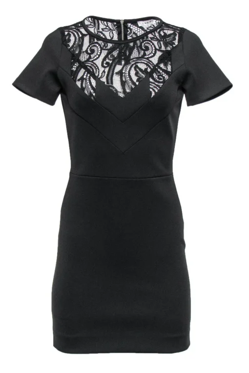Sandro - Black Sheath Dress w/ Lace Sz 4