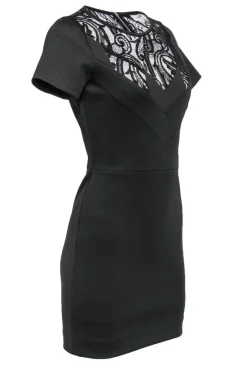 Sandro - Black Sheath Dress w/ Lace Sz 4