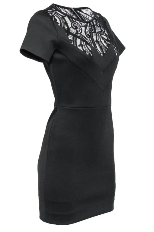 Sandro - Black Sheath Dress w/ Lace Sz 4
