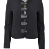 Sandro - Black w/ Leather Strap & Gold Button Jacket Sz 6