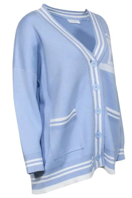 Sandro - Blue Knit "Love" Cardigan Sz M