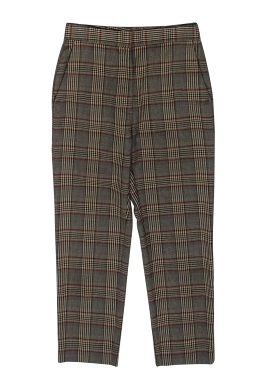 Sandro - Brown, Beige, Blue & Terracotta Plaid Trousers Sz 4