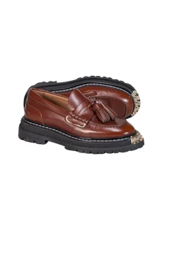 Sandro - Brown Leather Platform Loafers Sz 7