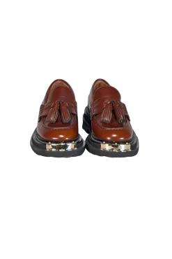 Sandro - Brown Leather Platform Loafers Sz 7