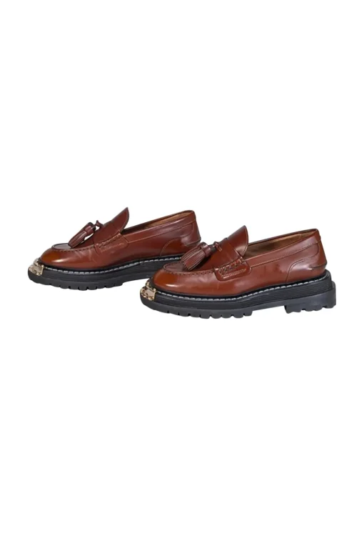 Sandro - Brown Leather Platform Loafers Sz 7