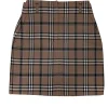 Sandro - Camel Brown, Black, & White Plaid Tartan Skirt Sz 6