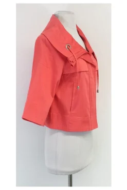 Sandro - Coral Cotton Zip Up Drawstring Jacket Sz S