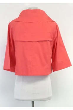 Sandro - Coral Cotton Zip Up Drawstring Jacket Sz S