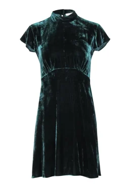 Sandro - Green Velvet Pleated Mini Dress Sz 1