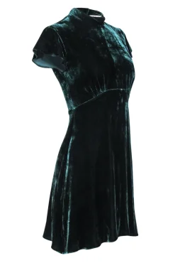 Sandro - Green Velvet Pleated Mini Dress Sz 1