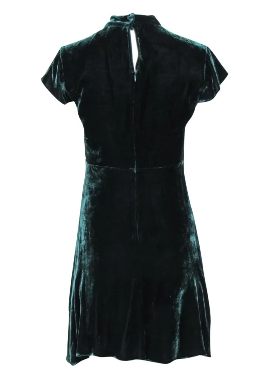 Sandro - Green Velvet Pleated Mini Dress Sz 1