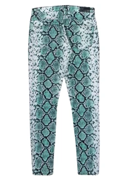 Sandro - Green, White & Black Snakeskin Print Skinny Jeans Sz 8
