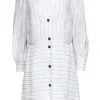 Sandro - Ivory & Metallic Stripe Button Front Dress Sz 10