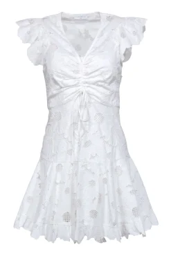 Sandro - Ivory Floral Lace Fit & Flare Mini Short Sleeve Dress Sz XS
