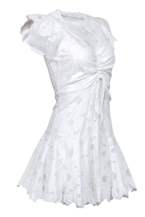Sandro - Ivory Floral Lace Fit & Flare Mini Short Sleeve Dress Sz XS
