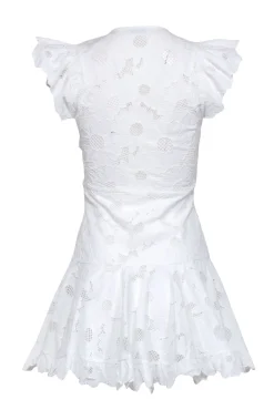 Sandro - Ivory Floral Lace Fit & Flare Mini Short Sleeve Dress Sz XS