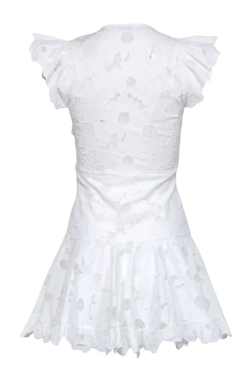 Sandro - Ivory Floral Lace Fit & Flare Mini Short Sleeve Dress Sz XS