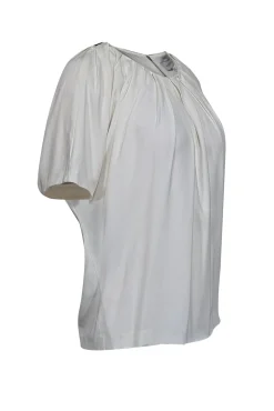 Sandro - Ivory Short Sleeve w/ Pleated Details & Black Colorblock Top Sz L