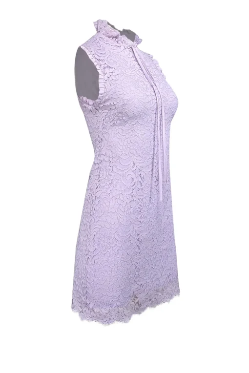 Sandro - Lilac Lace High Neck Mini Dress Sz 4