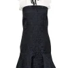Sandro - Navy & Black Brocade Dress w/ White Lace Sz 4