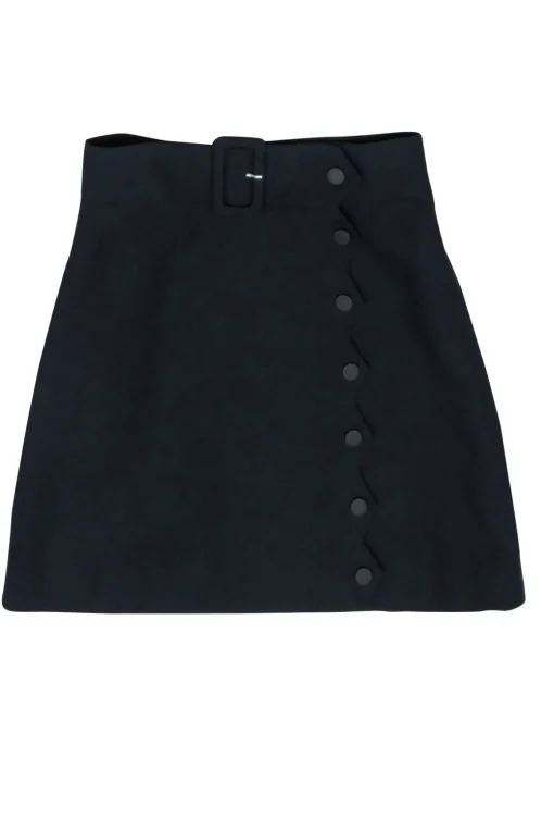 Sandro - Navy Snap Button Wrap Skirt Sz 4