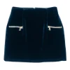 Sandro - Navy Velvet Zipper Detail Mini Skirt Sz 6