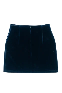 Sandro - Navy Velvet Zipper Detail Mini Skirt Sz 6