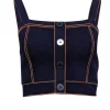Sandro - Navy w/ Orange Trim Sleeveless Crop Top Sz 4