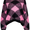 Sandro - Pink & Black Diamond Patterned Mohair Blend Sweater Sz M