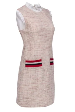 Sandro - Pink Tweed Sleeveless Front Pocket Dress Sz 4