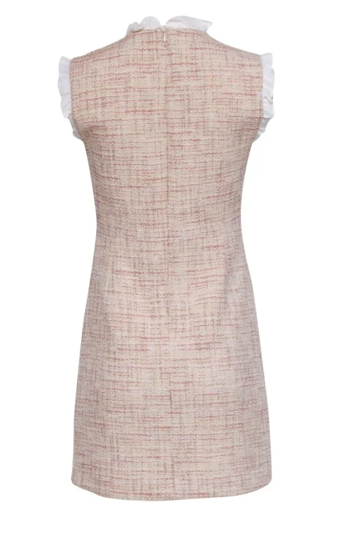 Sandro - Pink Tweed Sleeveless Front Pocket Dress Sz 4