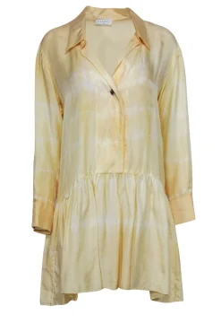 Sandro - Yellow Silk Drop Waist Long Sleeve Dress Sz M