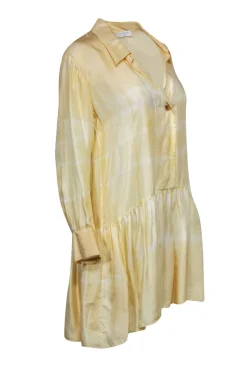 Sandro - Yellow Silk Drop Waist Long Sleeve Dress Sz M