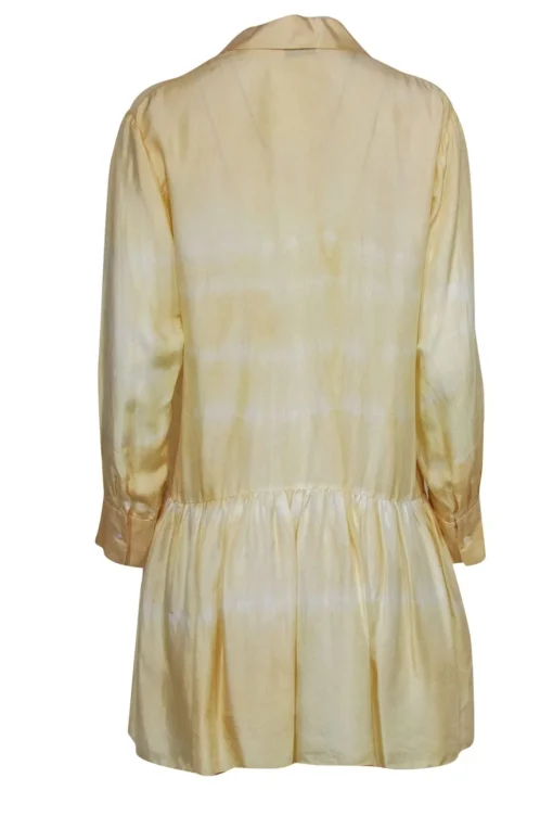 Sandro - Yellow Silk Drop Waist Long Sleeve Dress Sz M