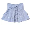 Saylor - Blue & White Print Smocked Waist Mini Skirt Sz L