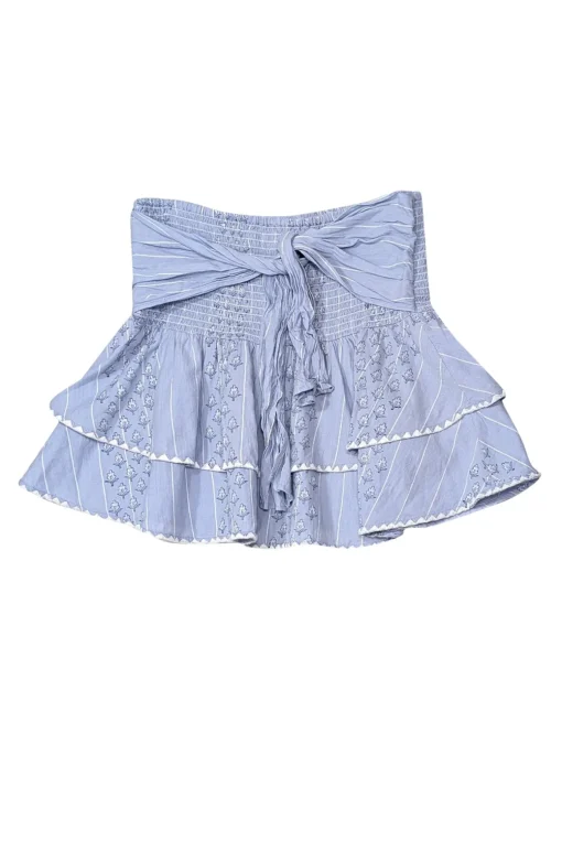 Saylor - Blue & White Print Smocked Waist Mini Skirt Sz L