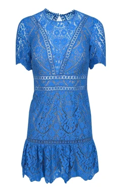 Saylor - Blue Lace Flounce Hem Mini Dress Sz XS