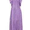 Saylor - Purple Striped Cotton Midi Dress Sz L