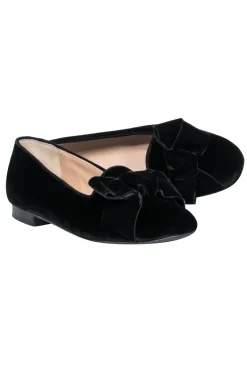 Scarosso - Black Velvet Loafers w/ Bow Accent Sz 8.5