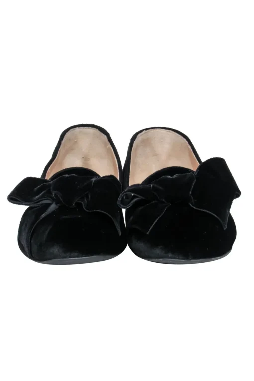 Scarosso - Black Velvet Loafers w/ Bow Accent Sz 8.5
