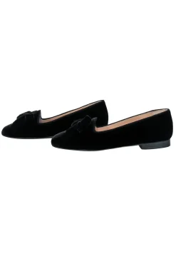 Scarosso - Black Velvet Loafers w/ Bow Accent Sz 8.5
