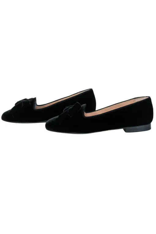 Scarosso - Black Velvet Loafers w/ Bow Accent Sz 8.5