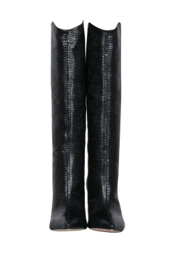 Schutz - Black Crocodile Textured Tall Boots Sz 7.5