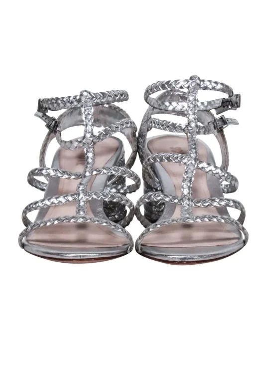 Schutz - Silver Braided "Clarcie" Strappy Sandals Sz 9.5
