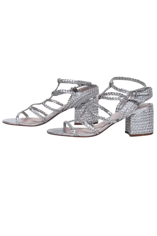 Schutz - Silver Braided "Clarcie" Strappy Sandals Sz 9.5