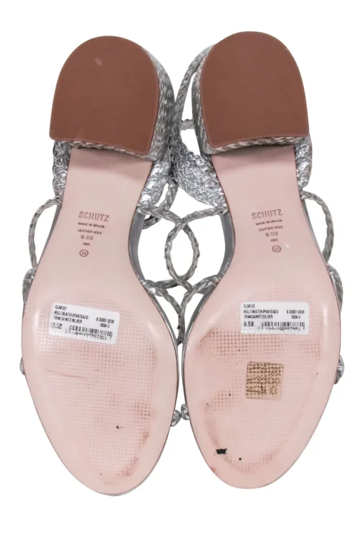 Schutz - Silver Braided "Clarcie" Strappy Sandals Sz 9.5