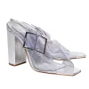Schutz - Silver Metallic & Clear Strap Open Toe Pumps Sz 9