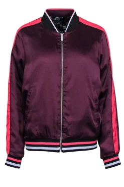 Scotch & Soda - Purple & Printed Satin Reversible Bomber Jacket Sz L