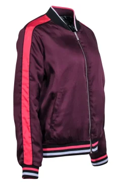 Scotch & Soda - Purple & Printed Satin Reversible Bomber Jacket Sz L